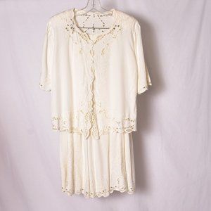Bali Emerald Women's Skirt & Top Set Cream One Size Vintage